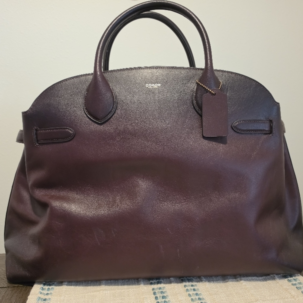 Coach Men’s Leather Carryall Bag - Dark Plum